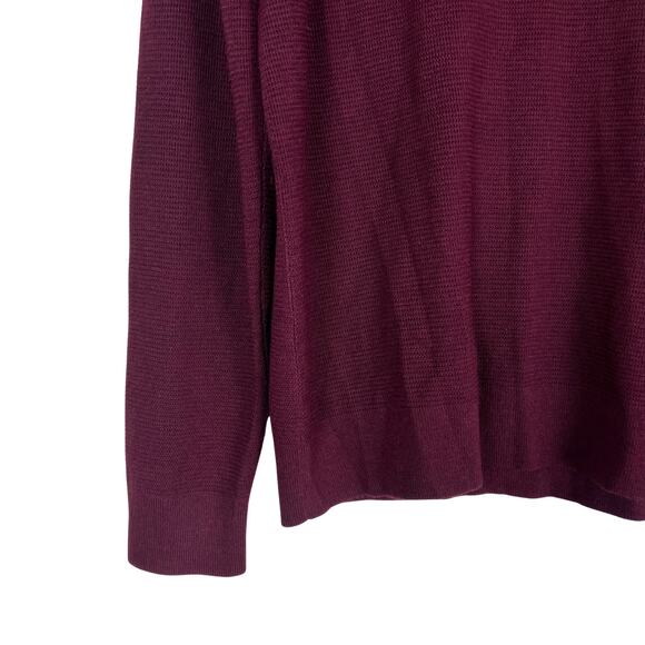 Banana Republic Merino Wool Quarter Zip Sweater Burgundy L Minimalist Old Money - Picture 4 of 8